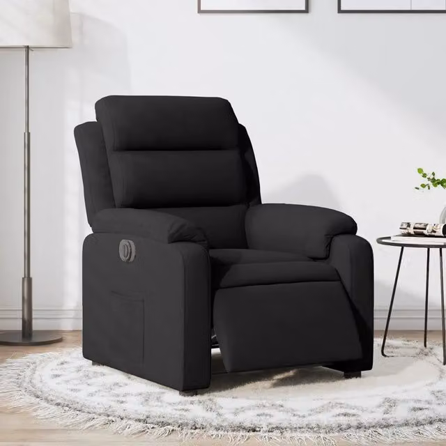 Poltrona Reclinabile Elettrica vidaXL in Tessuto Nero con Braccioli e Funzione Auto-Return – 1