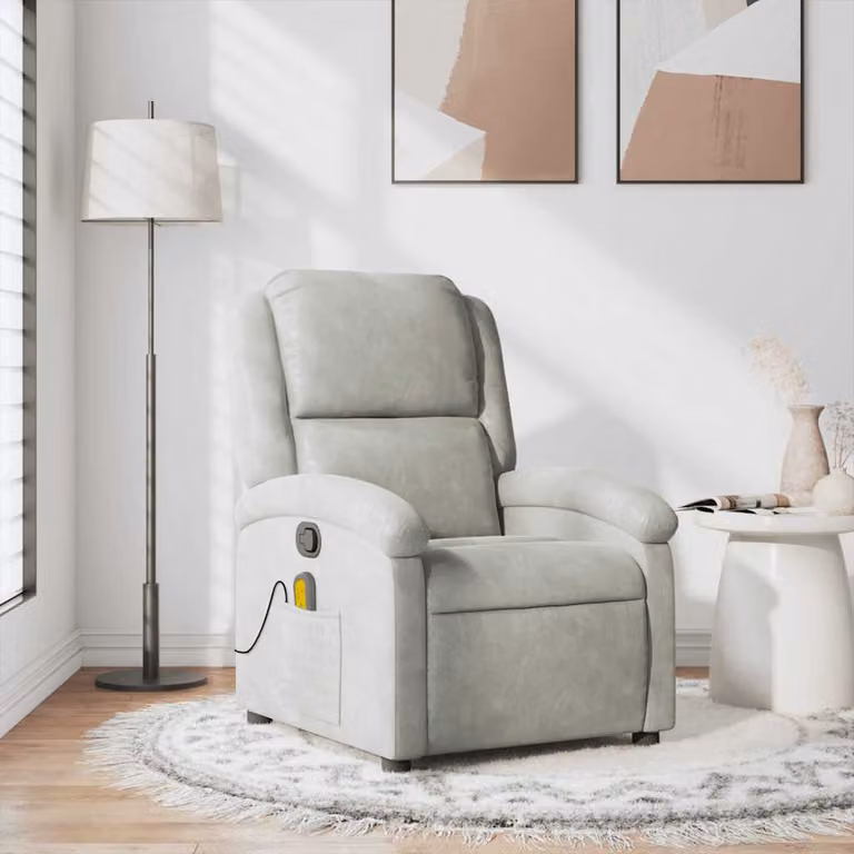 vidaXL Poltrona Reclinabile Relax in Velluto Grigio con Braccioli