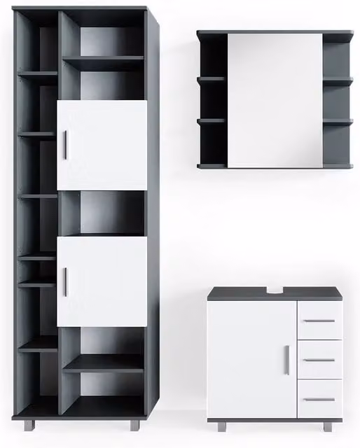 Set mobili bagno Ilias Antracite 3 pezzi Vicco