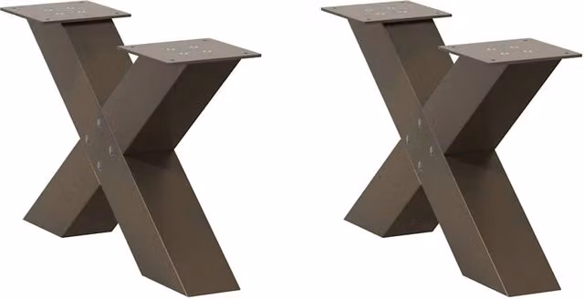 Set di 2 gambe robuste per tavolino da caffè a forma di X 60 x 30 cm con piedini regolabili design moderno acciaio naturale 02_0057215