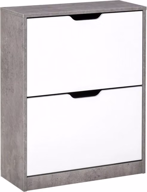Scarpiera Xylo con ante e cassetti grigia e bianca L: 62,5 cm, P: 26 cm, H: 81 cm