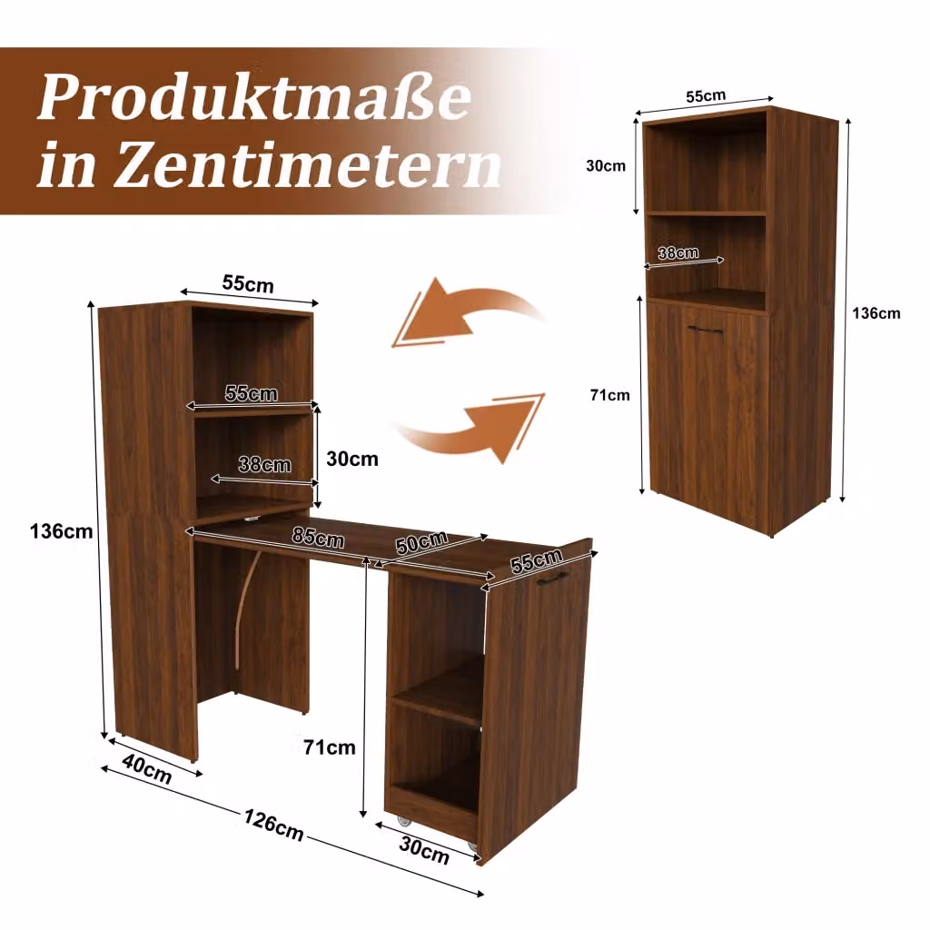 Scrivania salvaspazio Minimal con cassetti in legno noce scuro L: 90 cm, P: 50 cm, H: 75 cm – 2