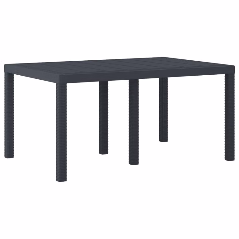 vidaXL Tavolo da Giardino Rettangolare in Polyrattan Antracite e Nero