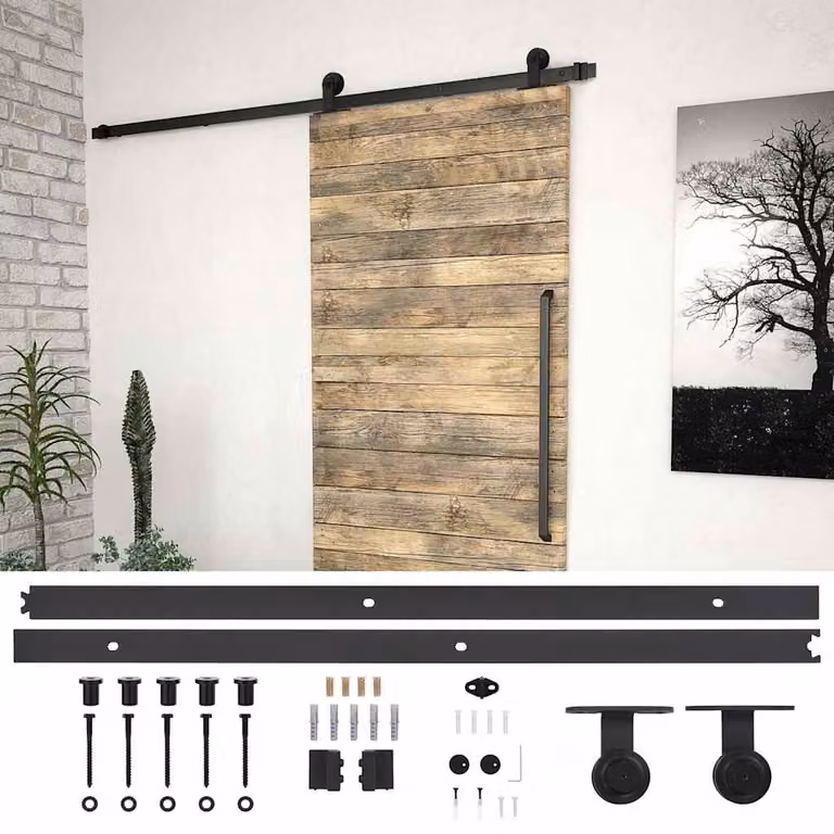 vidaXL Kit di Binari per Porte Scorrevoli SKIEN in Acciaio Nero Opaco, Lunghezza: 200 cm
