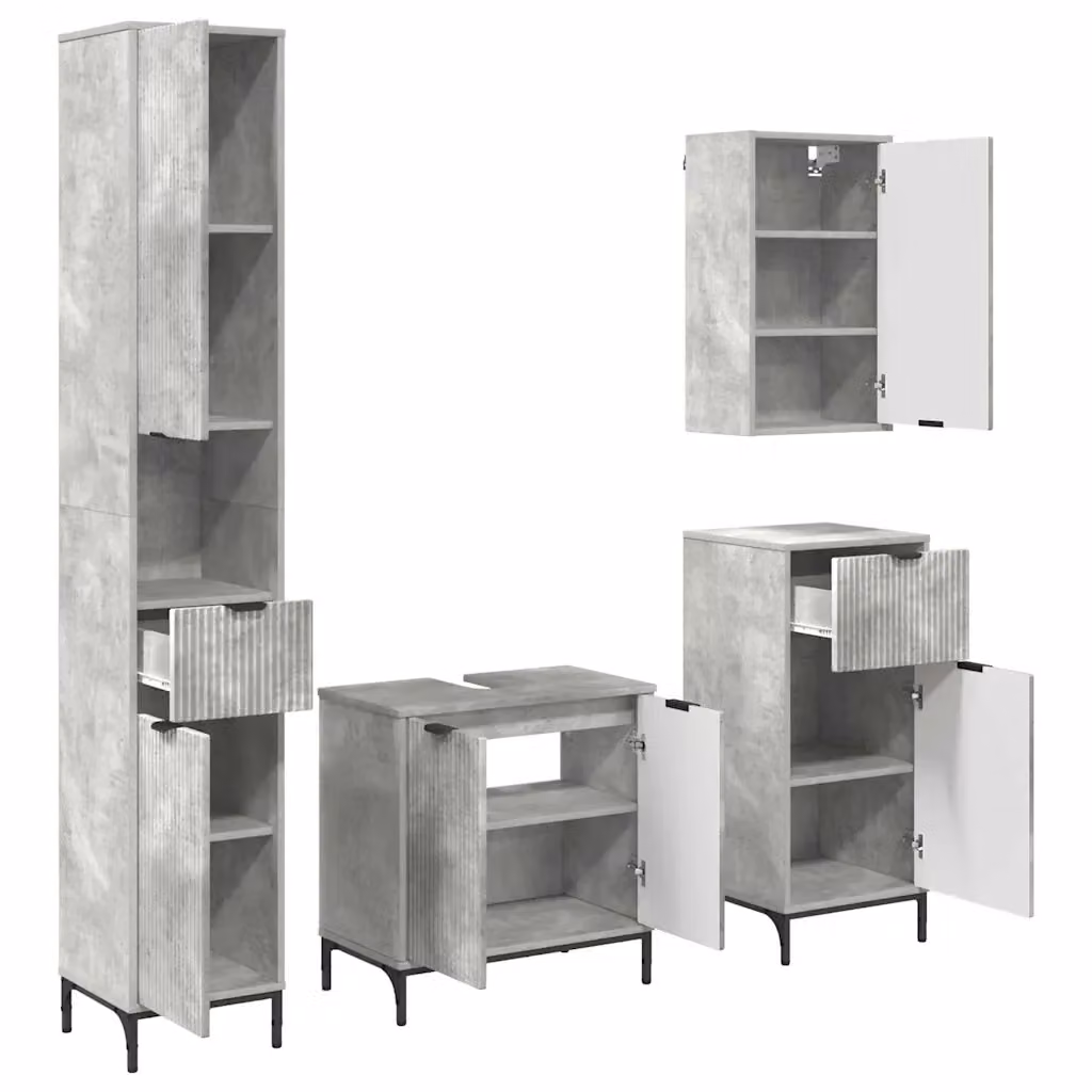 Set di mobili da bagno moderni vidaXL in grigio con base lavabo, pensile e colonna alta – 2
