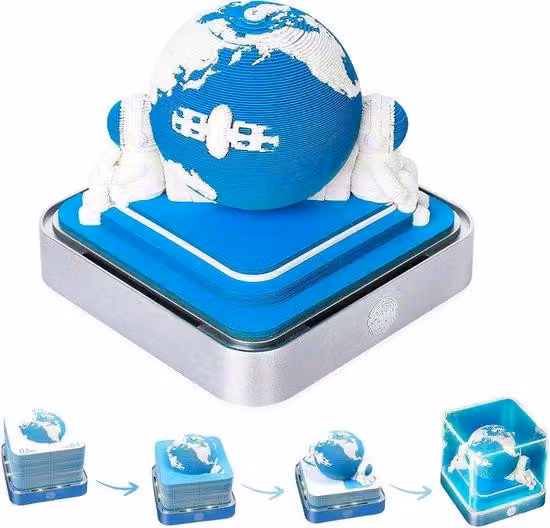 Calendario 2026 - Calendario da scrivania compatto - Calendario a fogli volanti - Con luce LED - Blu - 9,8*9,8*8,5 cm - Ideale per l'ufficio, la cameretta dei bambini - Regalo per la casa - Decorazione - Regalo per le vacanze