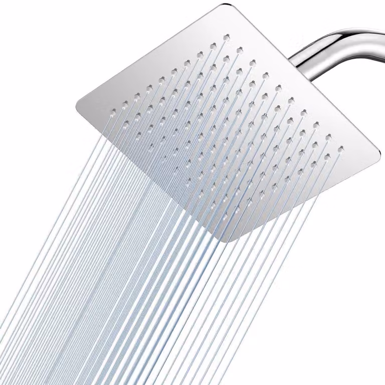 Testina doccia a pioggia, diametro 20 cm, cromata lucida, acciaio inossidabile 304, a risparmio idrico, con 100 ugelli anticalcare, regolabile a 360°