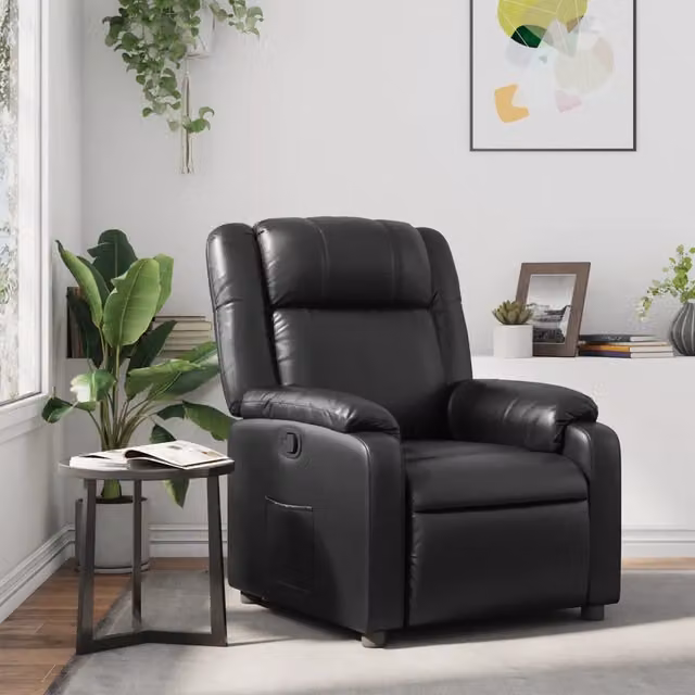 Poltrona Reclinabile Nera in Similpelle 373522