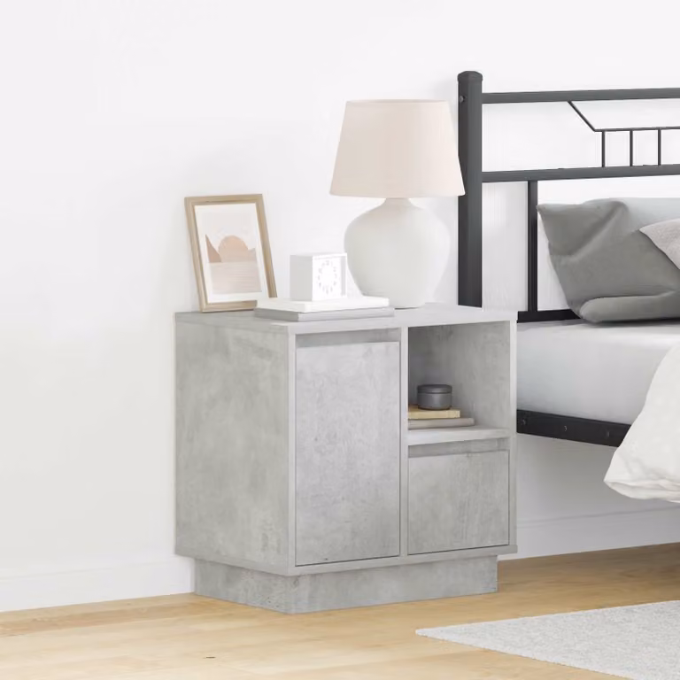 vidaXL Armadio da Notte Moderno Grigio con Illuminazione Integrata L/P/H: 50 x 34,5 x 50 cm