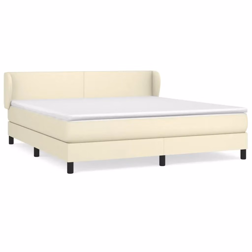 Letto Ibrido con Giroletto a Molle e Materasso vidaXL in Similpelle Beige e Bianco L/P: 160 x 200 cm – 2