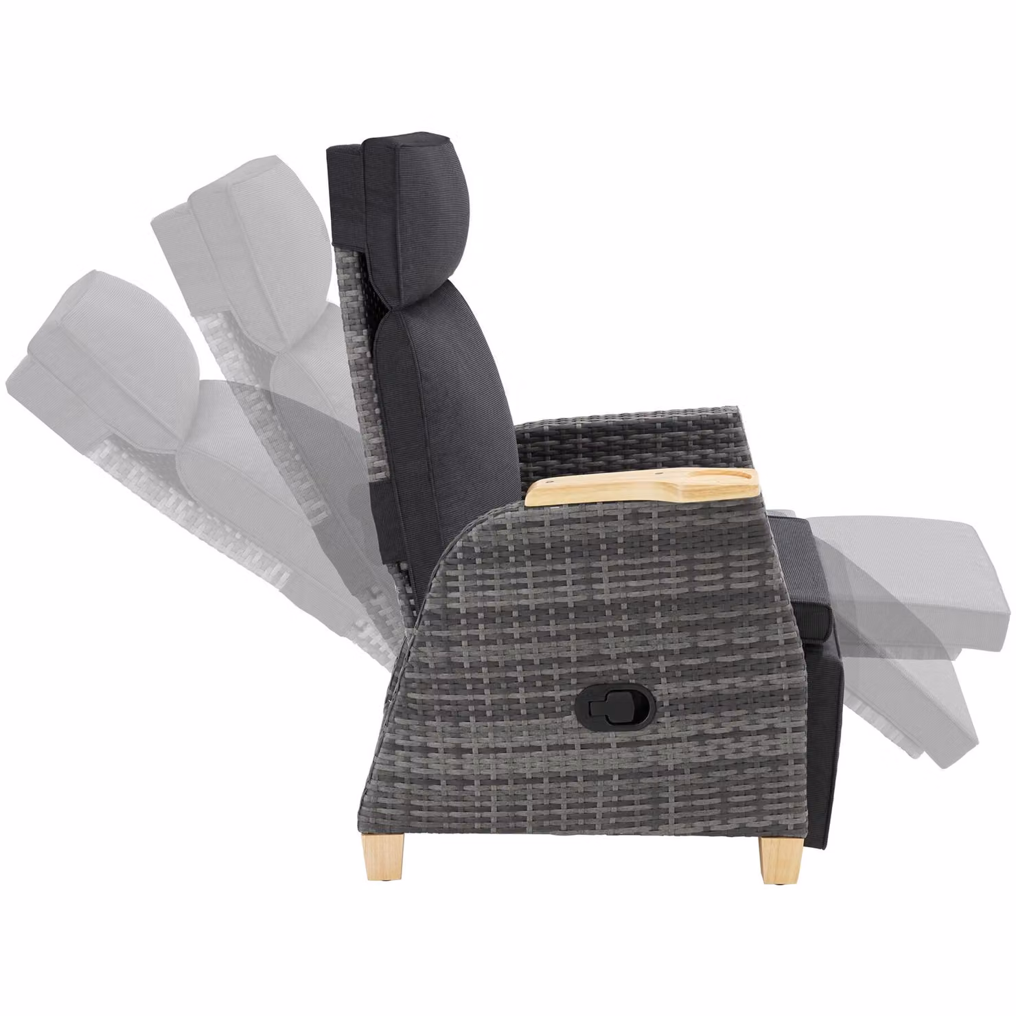 Poltrona in rattan Pescara TecTake con struttura in alluminio e schienale regolabile, colore grigio – 3