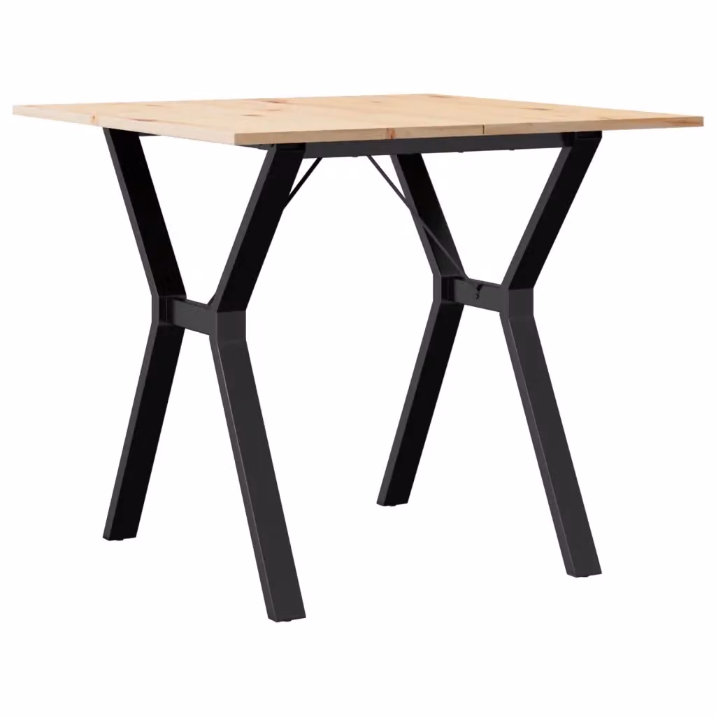 vidaXL Tavolo da Pranzo Quadrato in Legno di Pino e Acciaio Marrone con Telaio a X L: 80 cm, P: 80 cm, H: 75 cm – 2