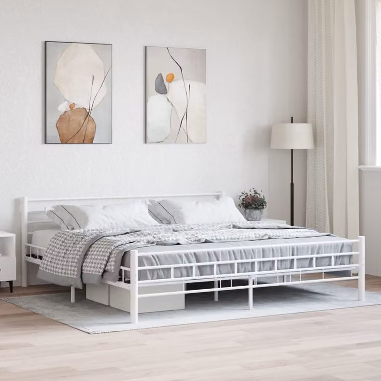 The Living Store Struttura letto in metallo bianco 200×200 cm