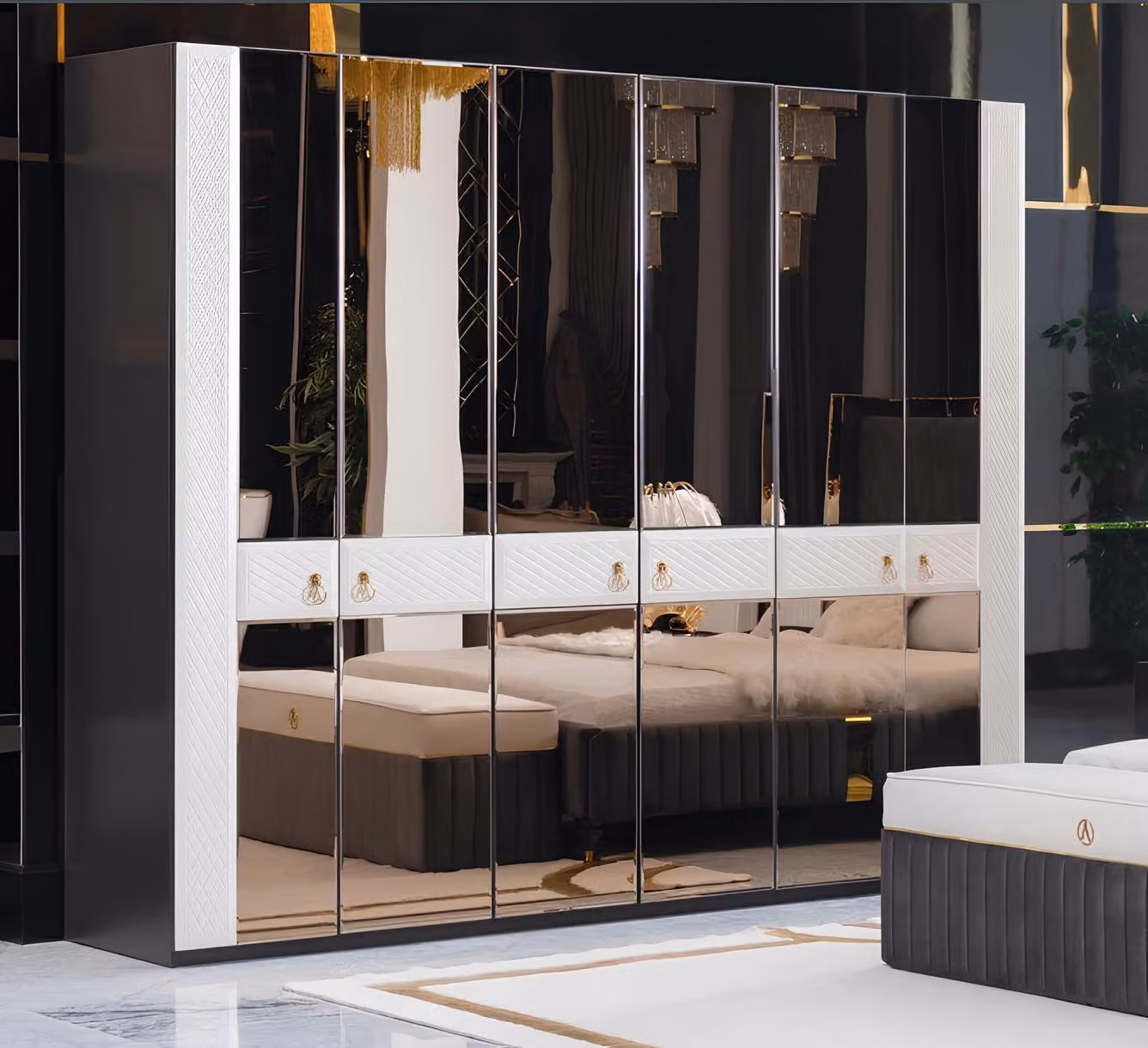 Camera da letto Armadio in legno Mobili in stile italiano Armadio Nuovo