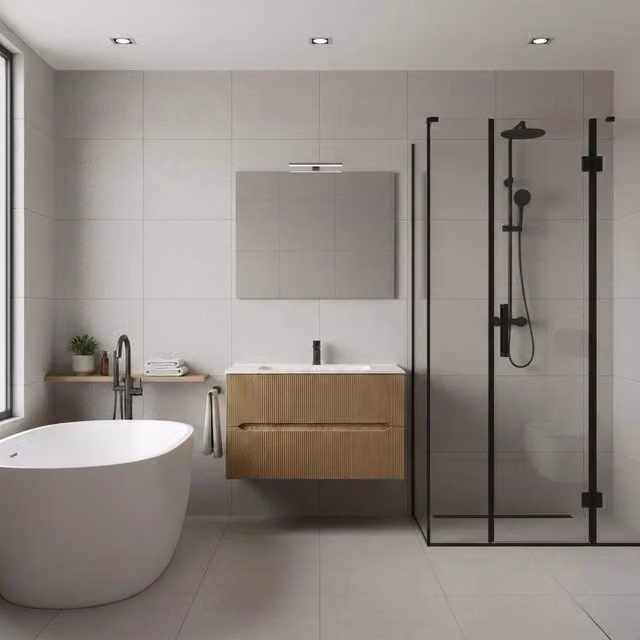Composizione mobile bagno sospeso con cassetti cm 70 cannettato mod. STICK - Rovere Chiaro