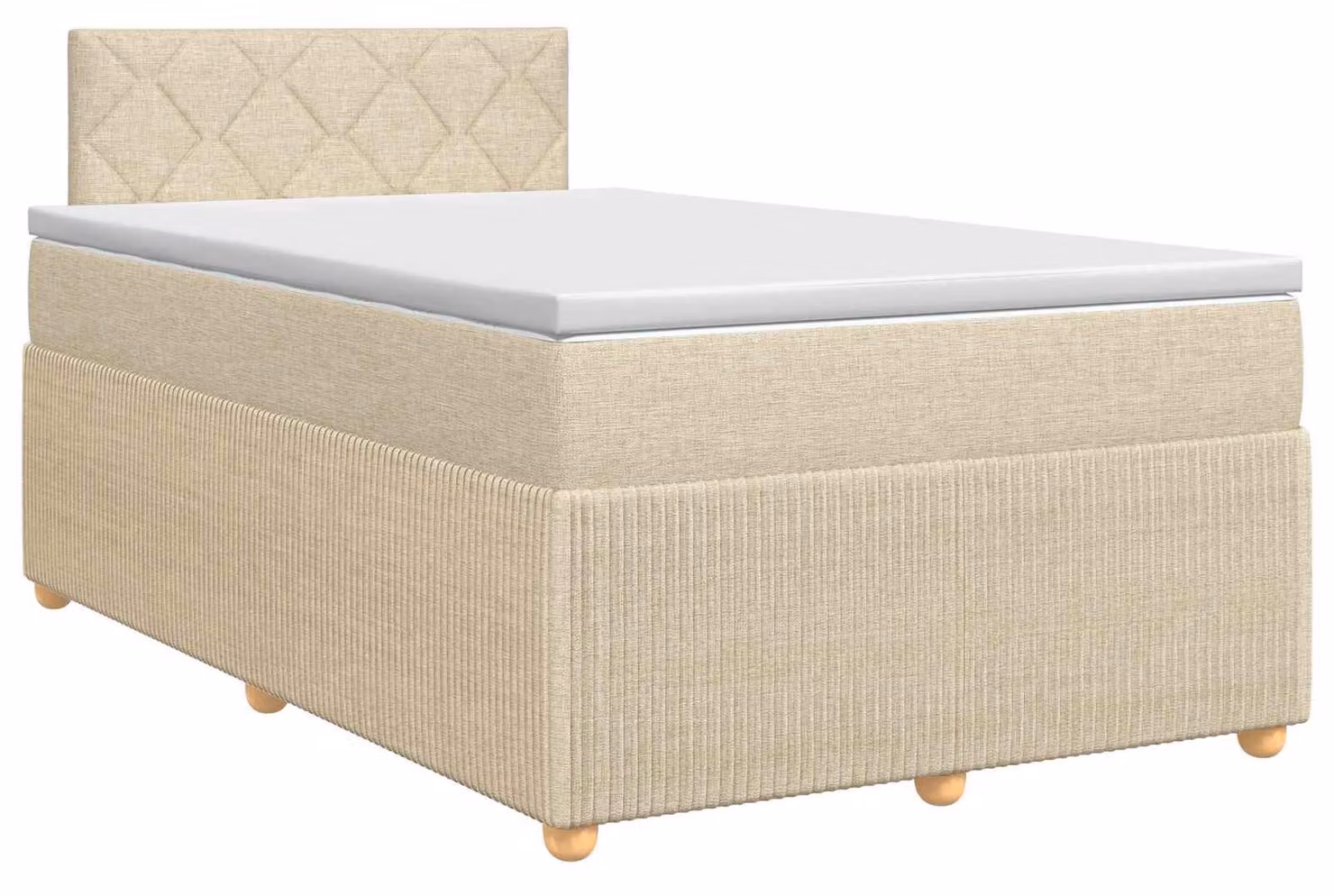 Letto a molle con materasso crema 120 x 190 cm in tessuto