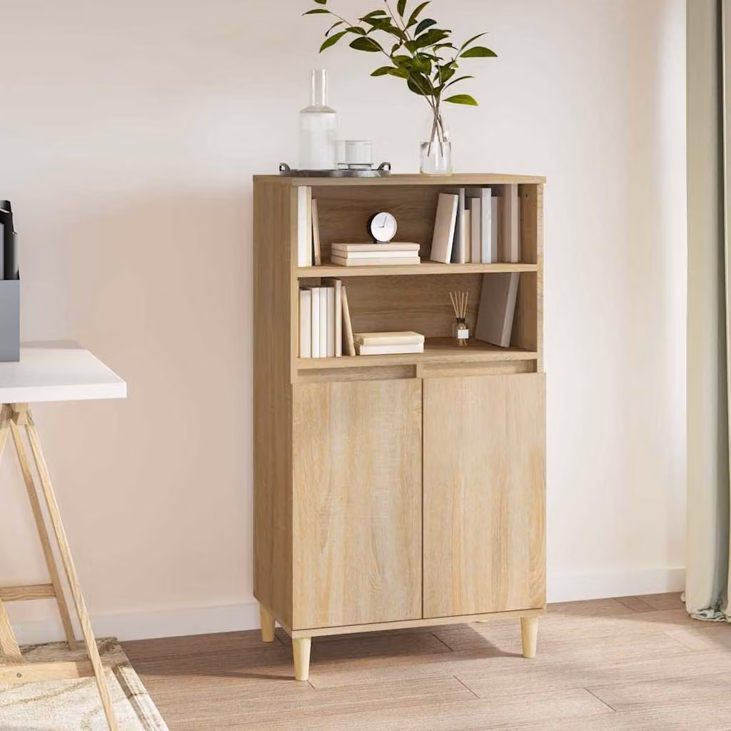 Credenza vidaXL in Rovere Sonoma, Legno Multistrato, Colore Marrone/Beige, L/P/H: 60 x 36 x 110 cm