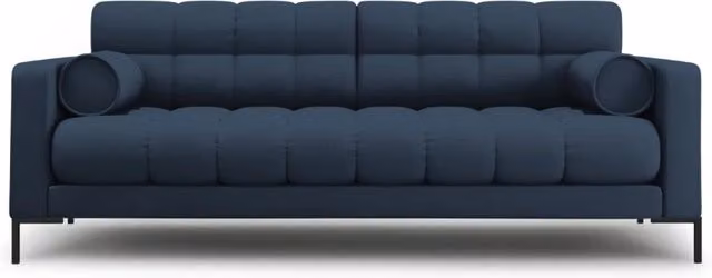 Divano 3 posti Bali di Cosmopolitan Design in tessuto blu con struttura in metallo e cuscini inclusi L: 177 cm, P: 75 cm, H: 92 cm – 1