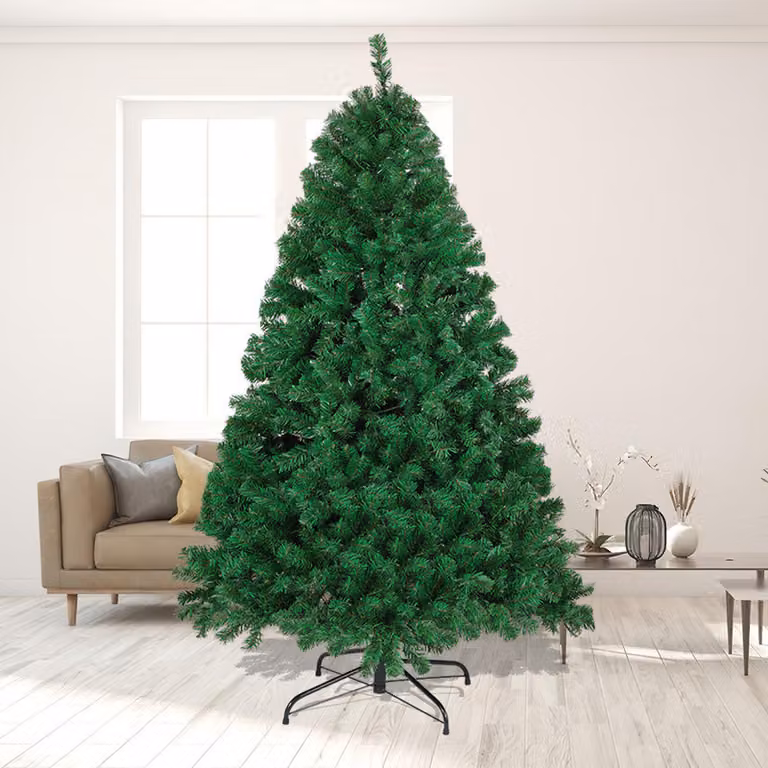 Albero di Natale artificiale Jayseuw 180 cm (Ø circa 106 cm) con 770 punte e sistema di ripiegamento a montaggio rapido, ignifugo, incluso supporto in metallo, verde
