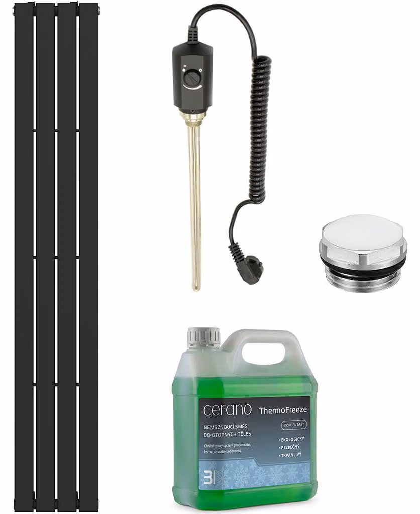 Set di radiatori elettrici da bagno Arlen - 600W - nero opaco - 1800x300 mm