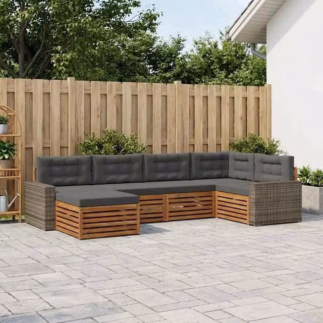 Set di divani da esterno 6 pz Naturale e Antracite 3383580