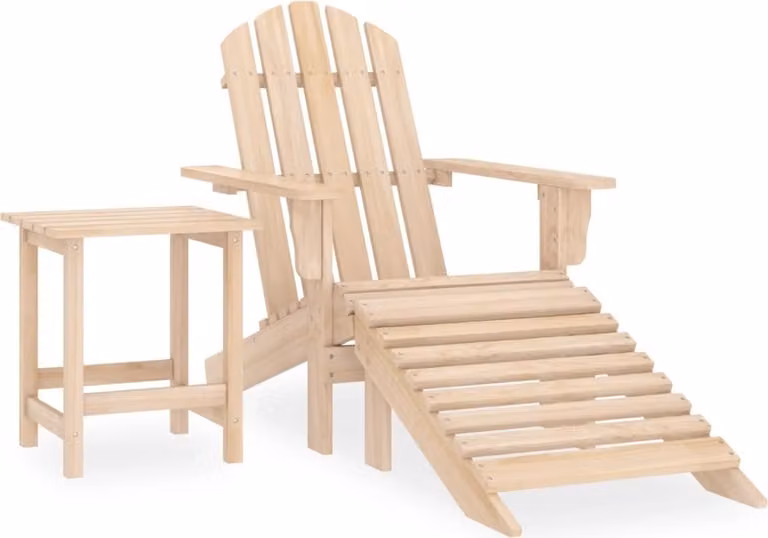 The Living Store Sedia da giardino Adirondack con poggiapiedi e tavolo in legno di abete massiccio