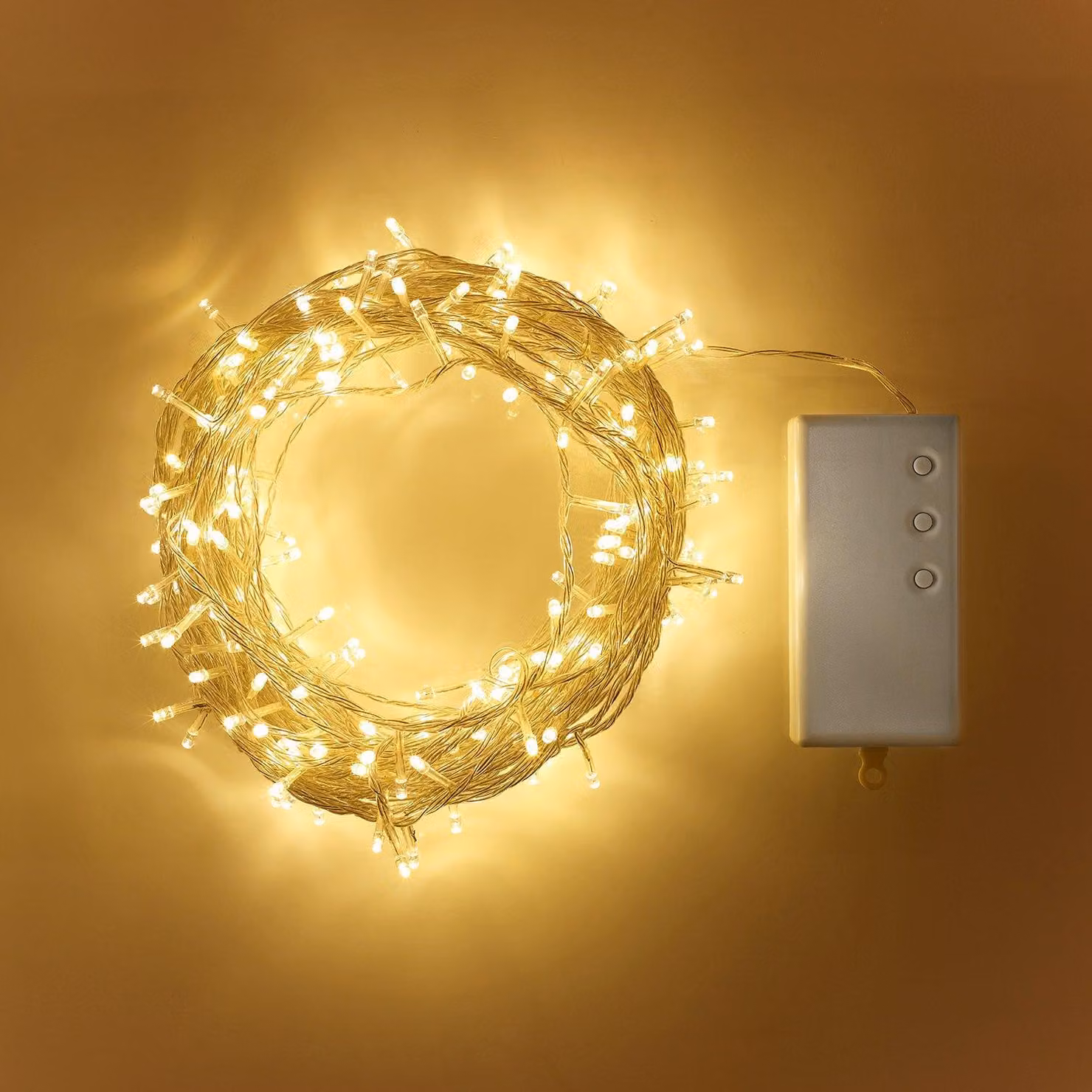 Catena luminosa a LED, 200 LED bianco caldo, 19,9 metri, alimentazione a batteria