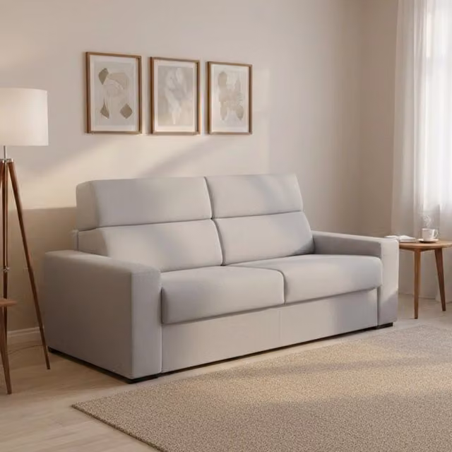 Divano Letto 2 Posti Sonico DMORA Grigio con Rivestimento Sfoderabile e Struttura in Legno Moderno L: 200 cm, P: 95 cm – 1