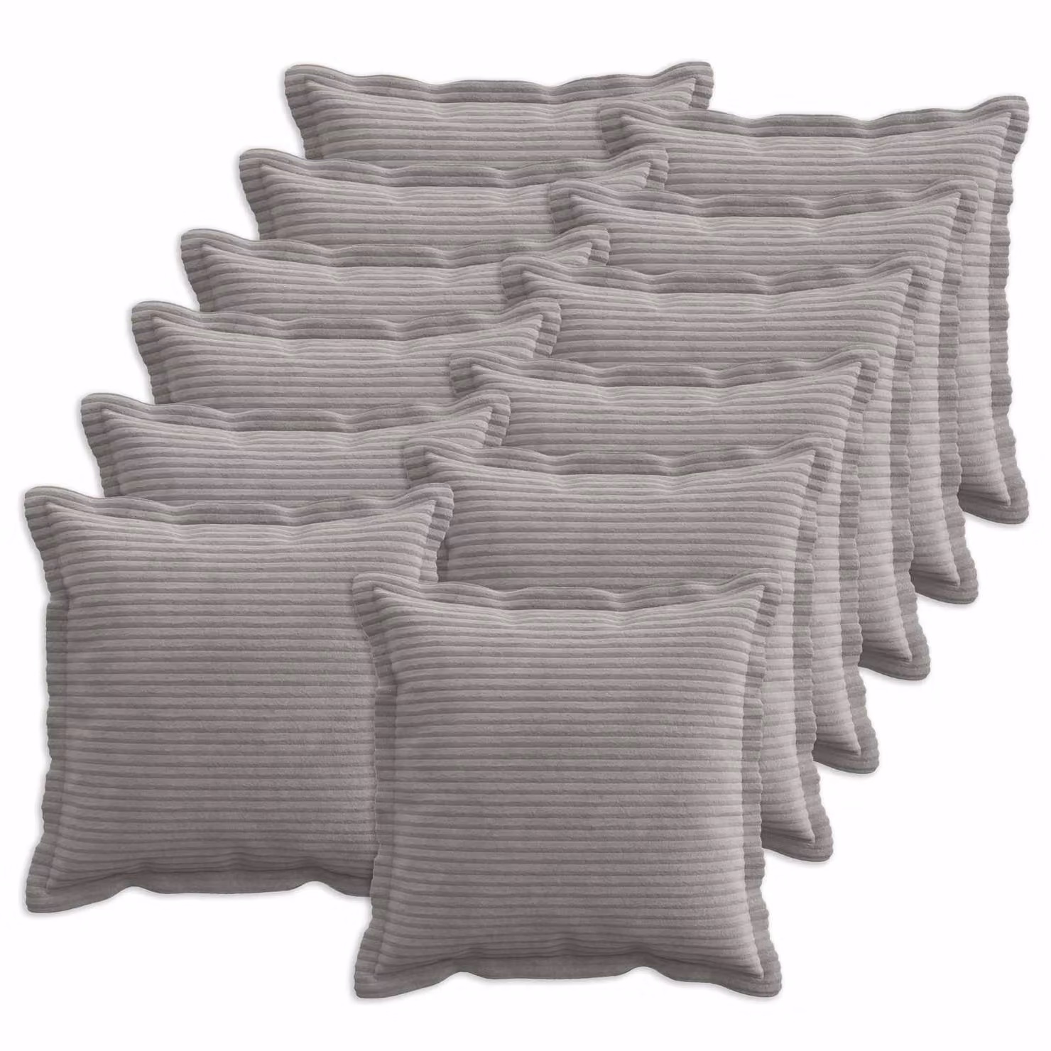 Set di 12 federe vidaXL HOUTEN in velluto a coste, Grigio Chiaro, 40 x 40 cm