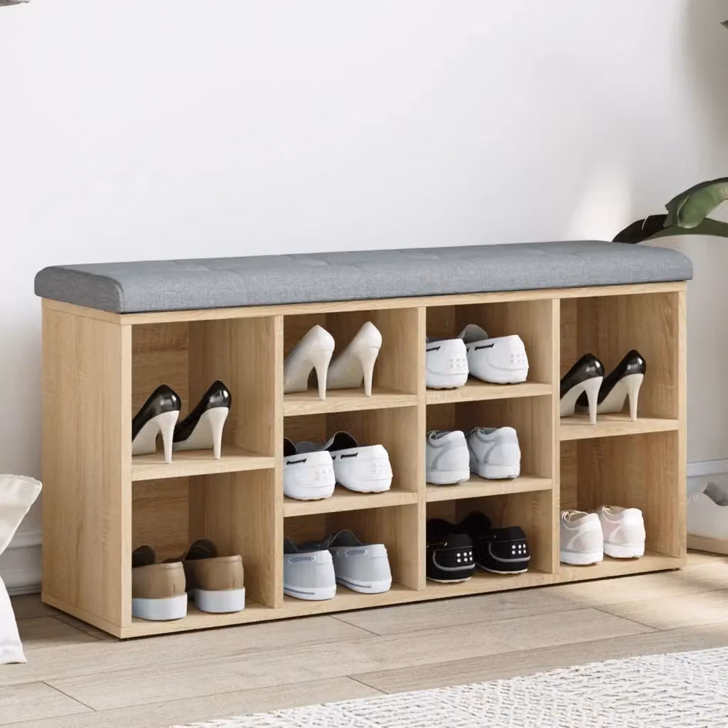 Panca porta scarpe moderna DESIGN IN in legno color rovere con finitura opaca, L 102 cm x P 32 cm x H 50 cm – 2