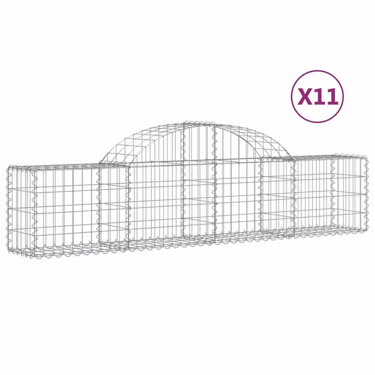 Cesti Gabbioni ad Arco 11 pz 200x30x40/60 cm Ferro Zincato
