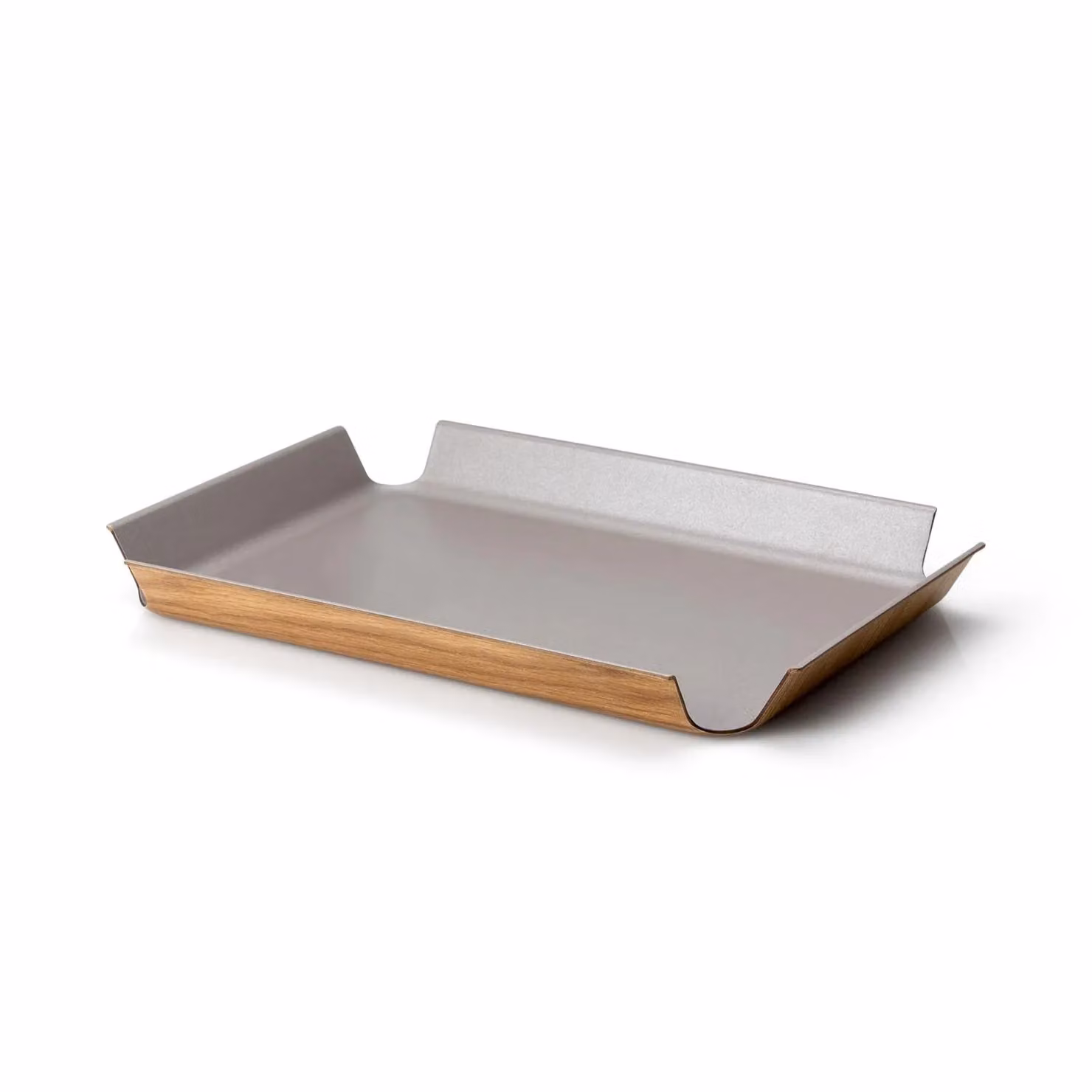 Vassoio piccolo rettangolare con superficie antiscivolo, Taupe, cm 41x29,5x4