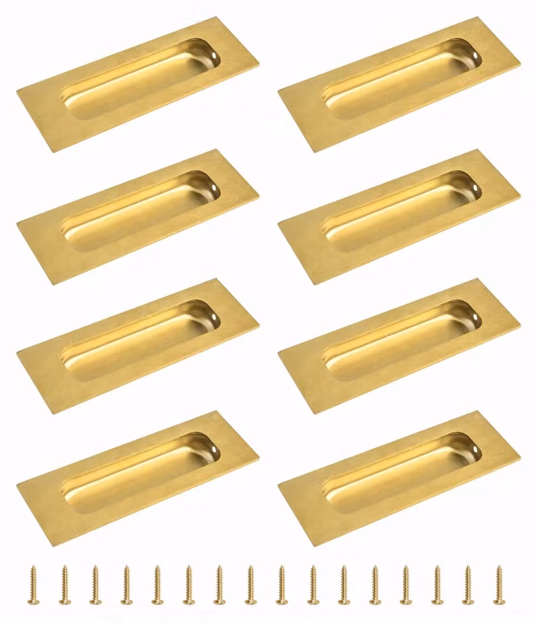8 maniglie quadrate in acciaio inossidabile con finitura dorata spazzolata, per cassetti e porte