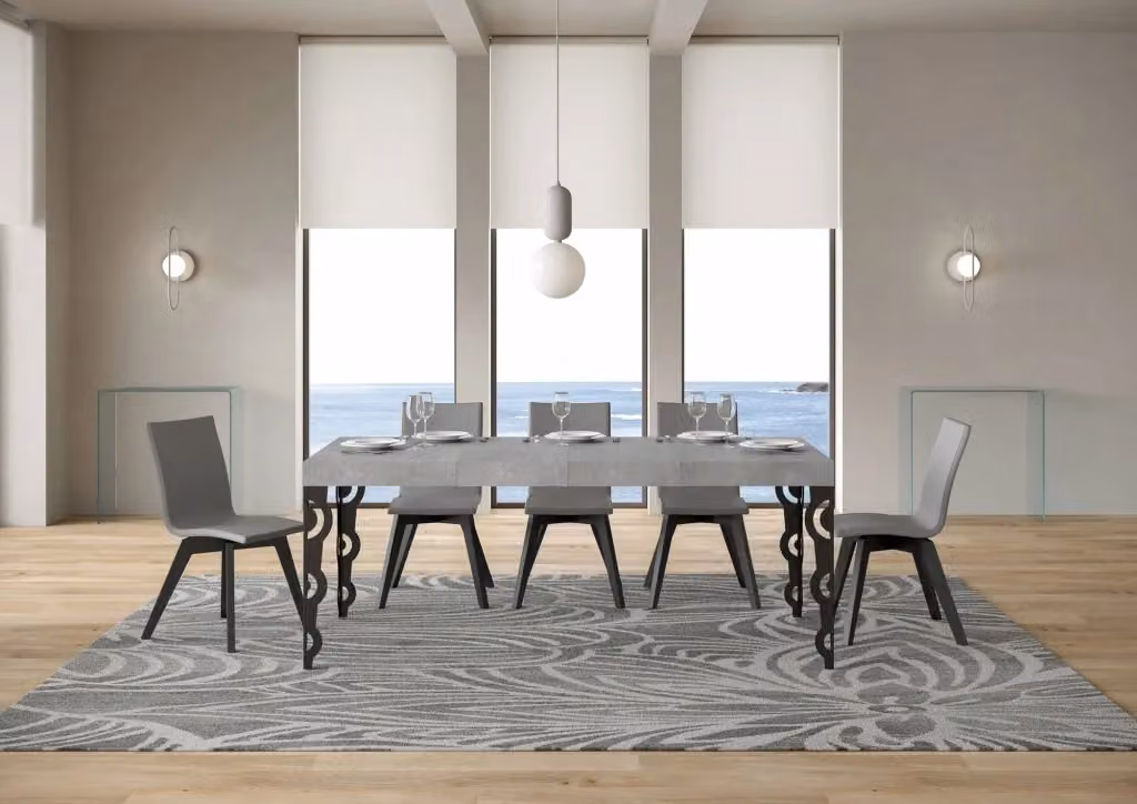 Tavolo allungabile Itamoby Karamay Premium in cemento grigio con gambe in metallo antracite L/P: 200/304 x 90 cm – 2