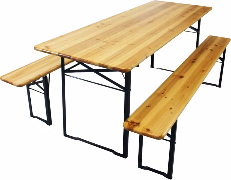 Milani Home - set birreria tavolo e panche, legno, tavolo e 2 panche, 8 posti, marrone e verde, piano 200 x 70 cm