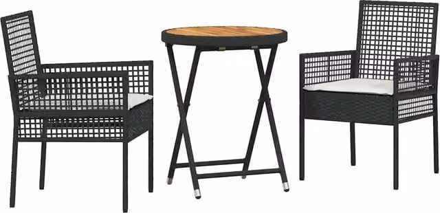 Set Bistro da Giardino 3 pz | Set Salotto da Giardino Nero polyrattan