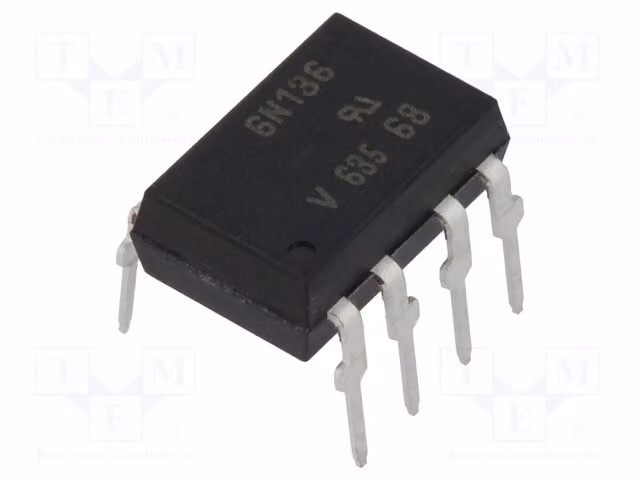 1 optoisolatore da 1 Mbps, modello 6N136, con uscita a montaggio su circuito stampato. Canali: 1