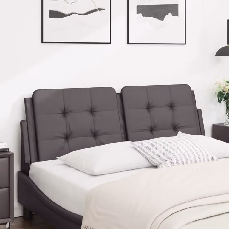 Testiera per letto imbottita vidaXL Zadar in similpelle grigia, Larghezza: 120 cm