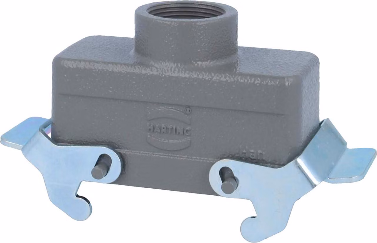 HARTING Han 16B Custodia a manicotto bassa, 1xPG21 uscita cavo diritta, con 2 staffe trasversali Vite di fissaggio PG21 Area di serraggio