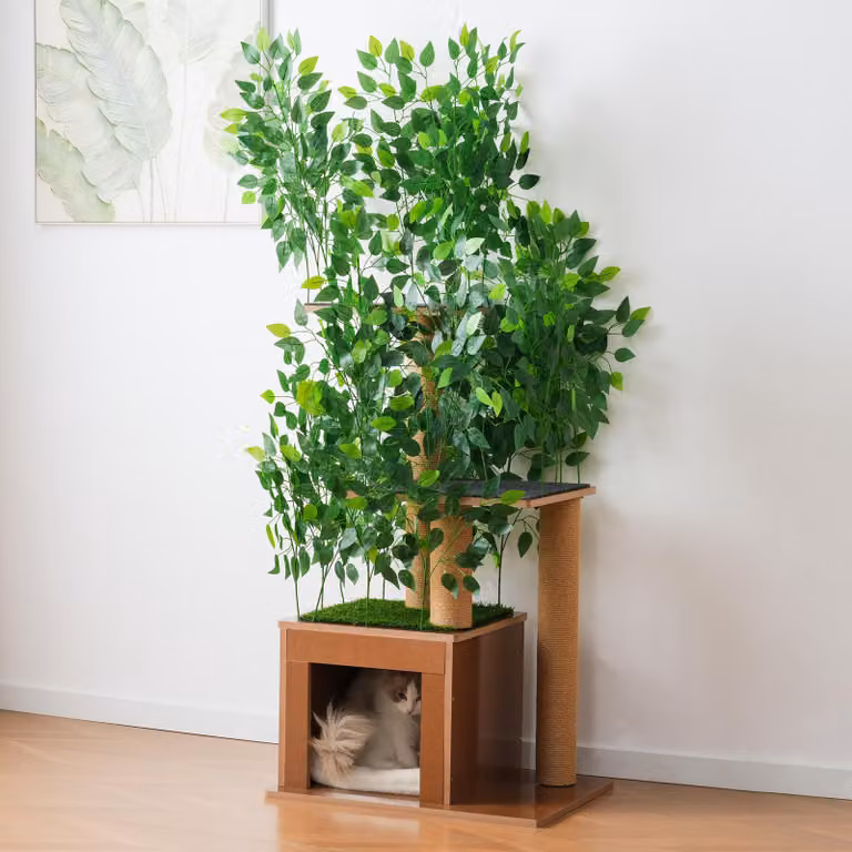 Kratzbaum a forma di albero, altezza 158 cm, con 3 piattaforme, rifugio per gatti, elementi rimovibili e area per arrampicarsi (verde)