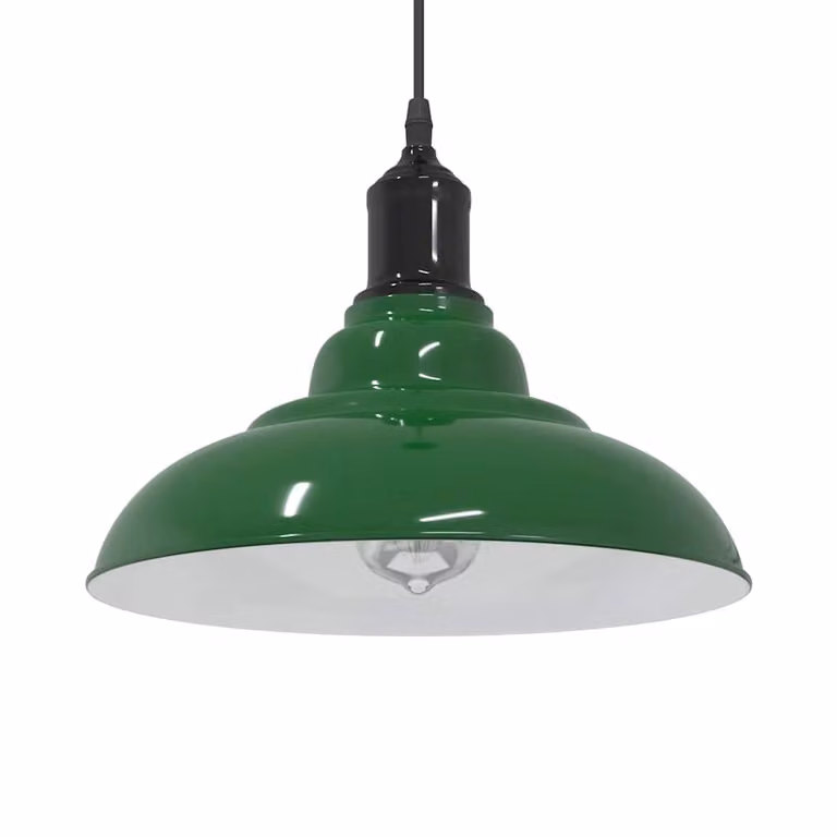 Lampada a sospensione regolabile vidaXL in metallo verde con design a cupola e attacco E27