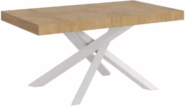 Tavolo allungabile Itamoby Volantis Premium colore quercia natura con gambe bianche L: 160-264 cm, P: 90 cm, H: 77 cm – 1