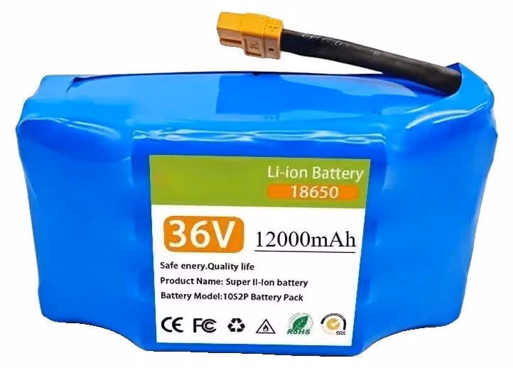 Batteria agli ioni di litio, capacità di 6000 mAh, design sicuro e affidabile, 36V 12000mAh