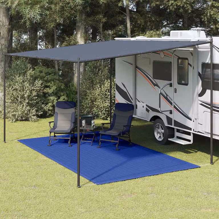 vidaXL Tappeto da esterno blu moderno in polipropilene L: 400 cm, P: 250 cm