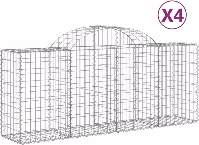 Cesti Gabbioni ad Arco 4 pz 200x50x80/100 cm Ferro Zincato