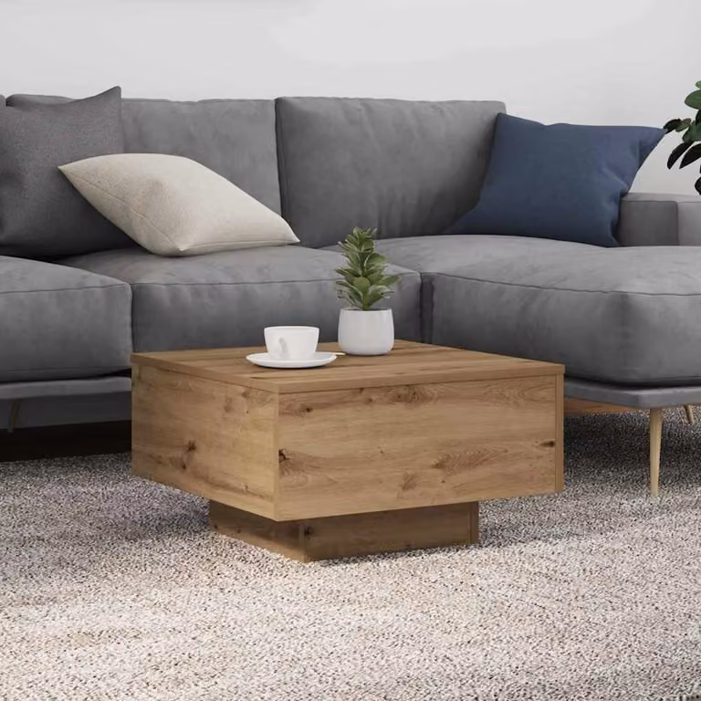 Tavolino da soggiorno moderno vidaXL in legno ingegnerizzato rovere marrone L/P/H: 55 x 55 x 31 cm