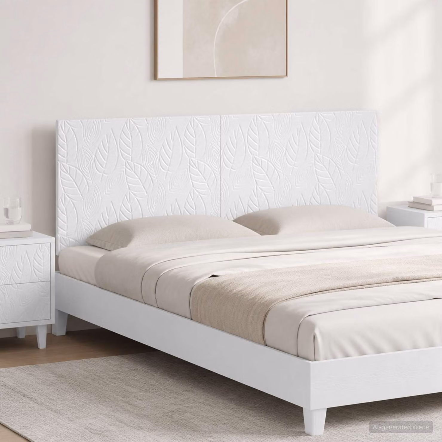 Testiera da muro vidaXL DELFT in legno ingegnerizzato bianco lucido con ripiano integrato L 140 x H 50 x P 12,1 cm