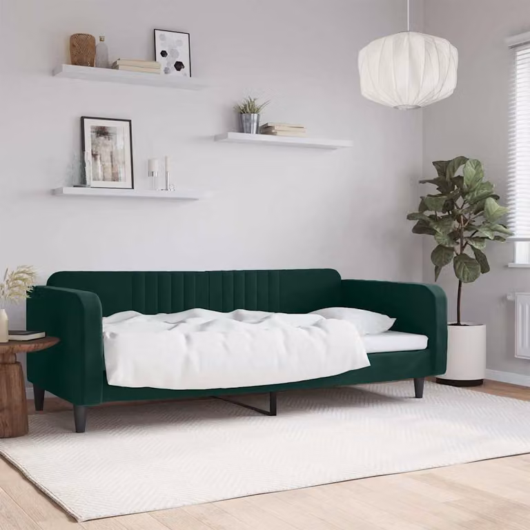 Letto da giorno vidaXL in velluto verde con struttura in legno e metallo L/P/H: 223 x 100 x 75 cm