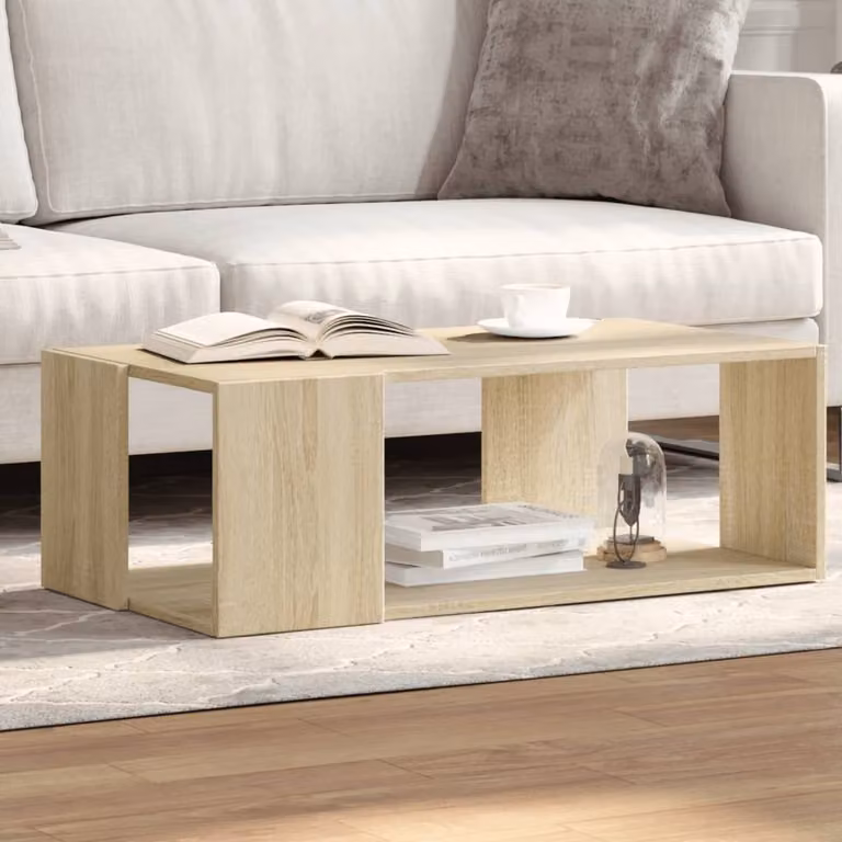 vidaXL Tavolino da salotto moderno in legno color rovere, L: 89,5 cm, P: 48 cm, H: 30 cm