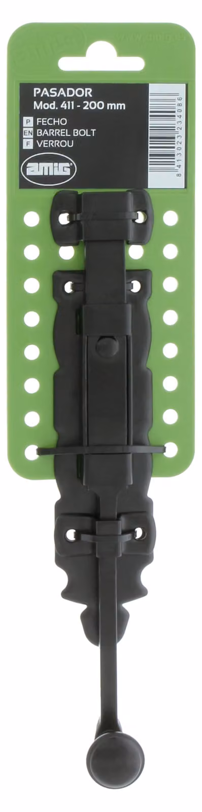 Chiusura a perno di montaggio in acciaio e zamak, dimensioni 300 x 35 mm, colore nero, per porte e finestre